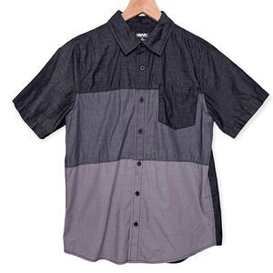 Tony Hawks Boys Button Up Shirt in Colorblock Grey‎ and Black Size XL